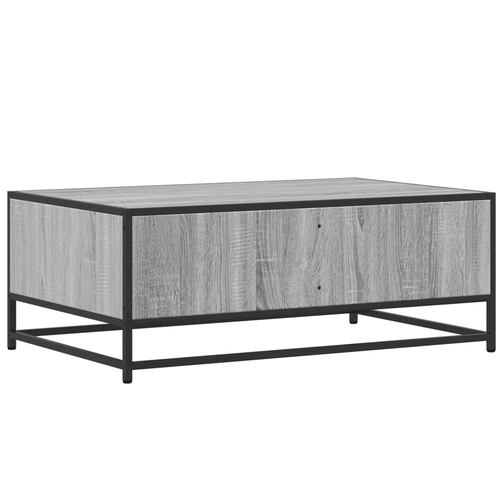 Sonoma grauer Couchtisch 90x57x35 cm aus Holzwerkstoff und Metall