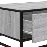 Sonoma grauer Couchtisch 90x57x35 cm aus Holzwerkstoff und Metall