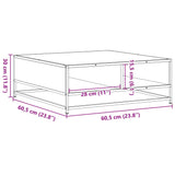 Table basse chêne sonoma 60,5x60,5x30cm bois d'ingénierie/métal