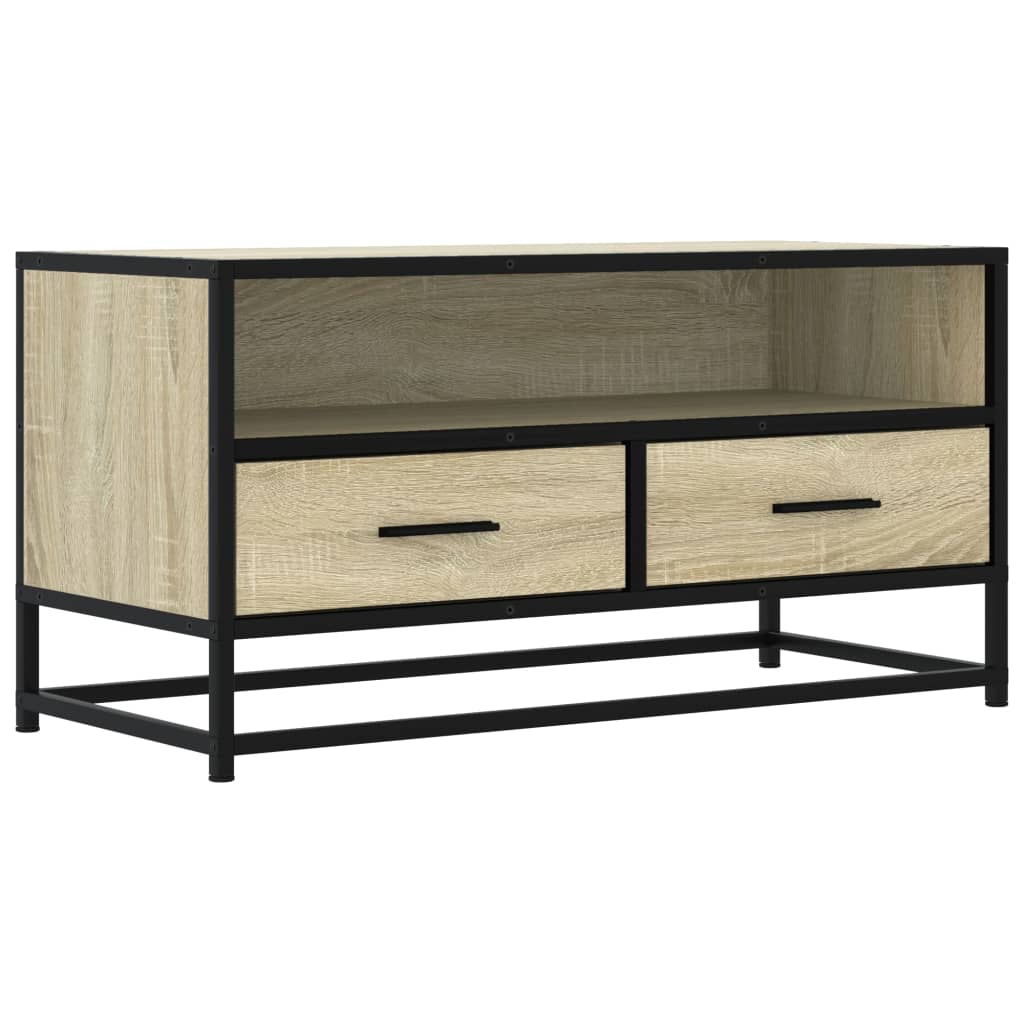 Meuble TV chêne sonoma 80x34,5x40 cm bois d'ingénierie et métal