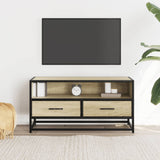 Meuble TV chêne sonoma 80x34,5x40 cm bois d'ingénierie et métal