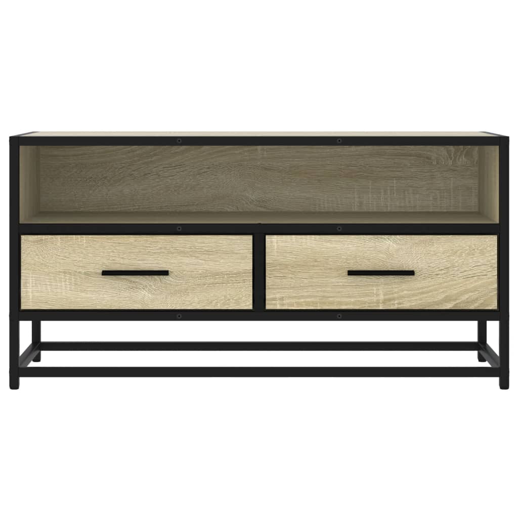 Meuble TV chêne sonoma 80x34,5x40 cm bois d'ingénierie et métal