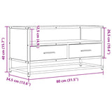 Meuble TV chêne sonoma 80x34,5x40 cm bois d'ingénierie et métal