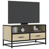 Meuble TV chêne sonoma 80x34,5x40 cm bois d'ingénierie et métal