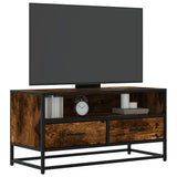 Meuble TV chêne fumé 80x34,5x40 cm bois d'ingénierie et métal