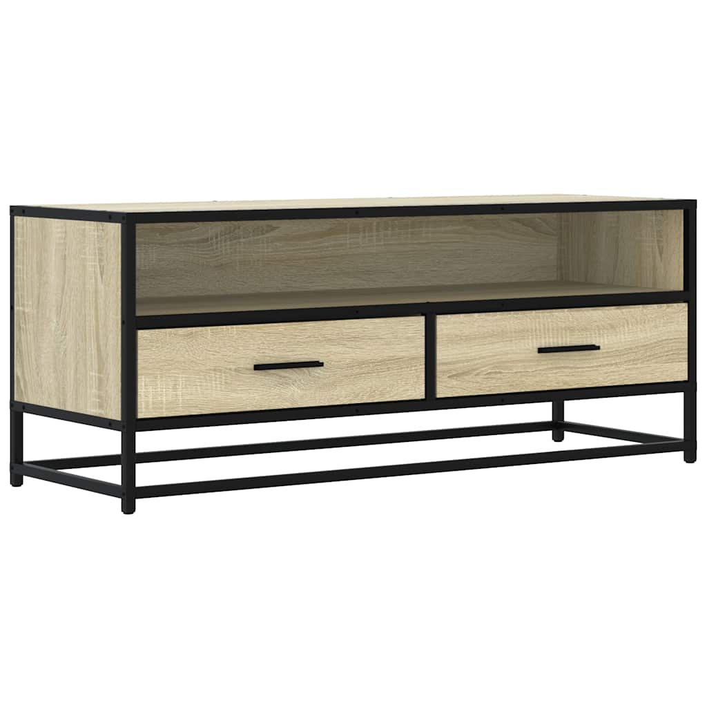 Meuble TV chêne sonoma 100x34,5x40cm bois d'ingénierie et métal