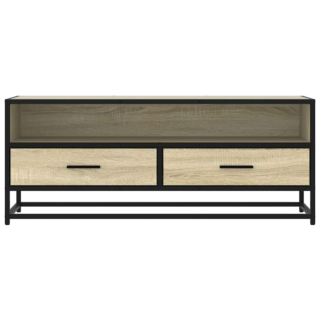 Meuble TV chêne sonoma 100x34,5x40cm bois d'ingénierie et métal