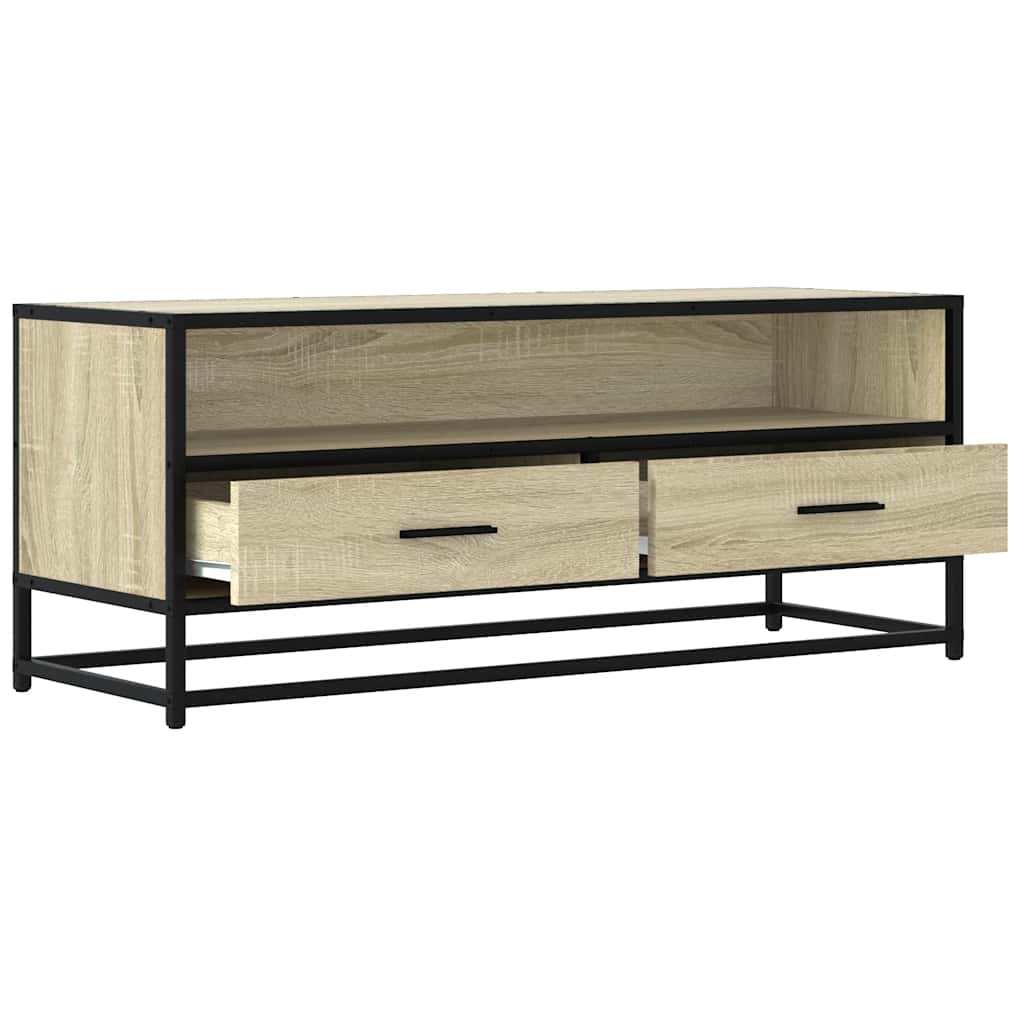 Meuble TV chêne sonoma 100x34,5x40cm bois d'ingénierie et métal