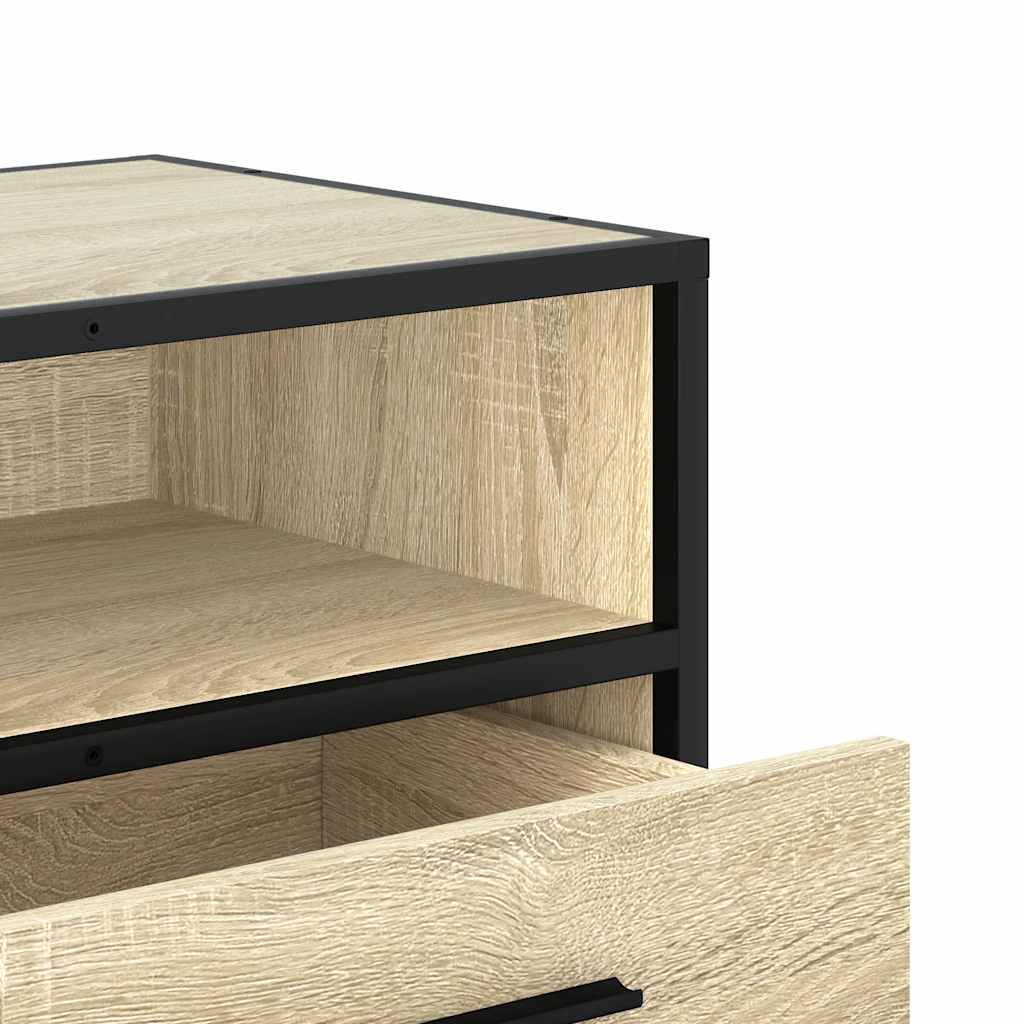 Meuble TV chêne sonoma 100x34,5x40cm bois d'ingénierie et métal