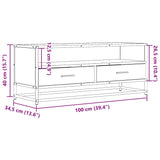 Meuble TV chêne sonoma 100x34,5x40cm bois d'ingénierie et métal