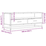 Meuble TV chêne fumé 100x34,5x40 cm bois d'ingénierie et métal