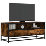 Meuble TV chêne fumé 100x34,5x40 cm bois d'ingénierie et métal