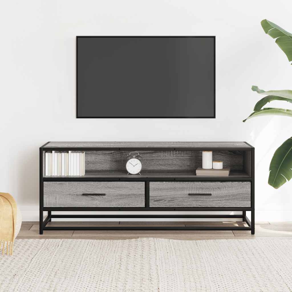 Meuble TV sonoma gris 100x34,5x40 cm bois d'ingénierie et métal