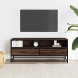 Meuble TV chêne marron 100x34,5x40cm bois d'ingénierie et métal