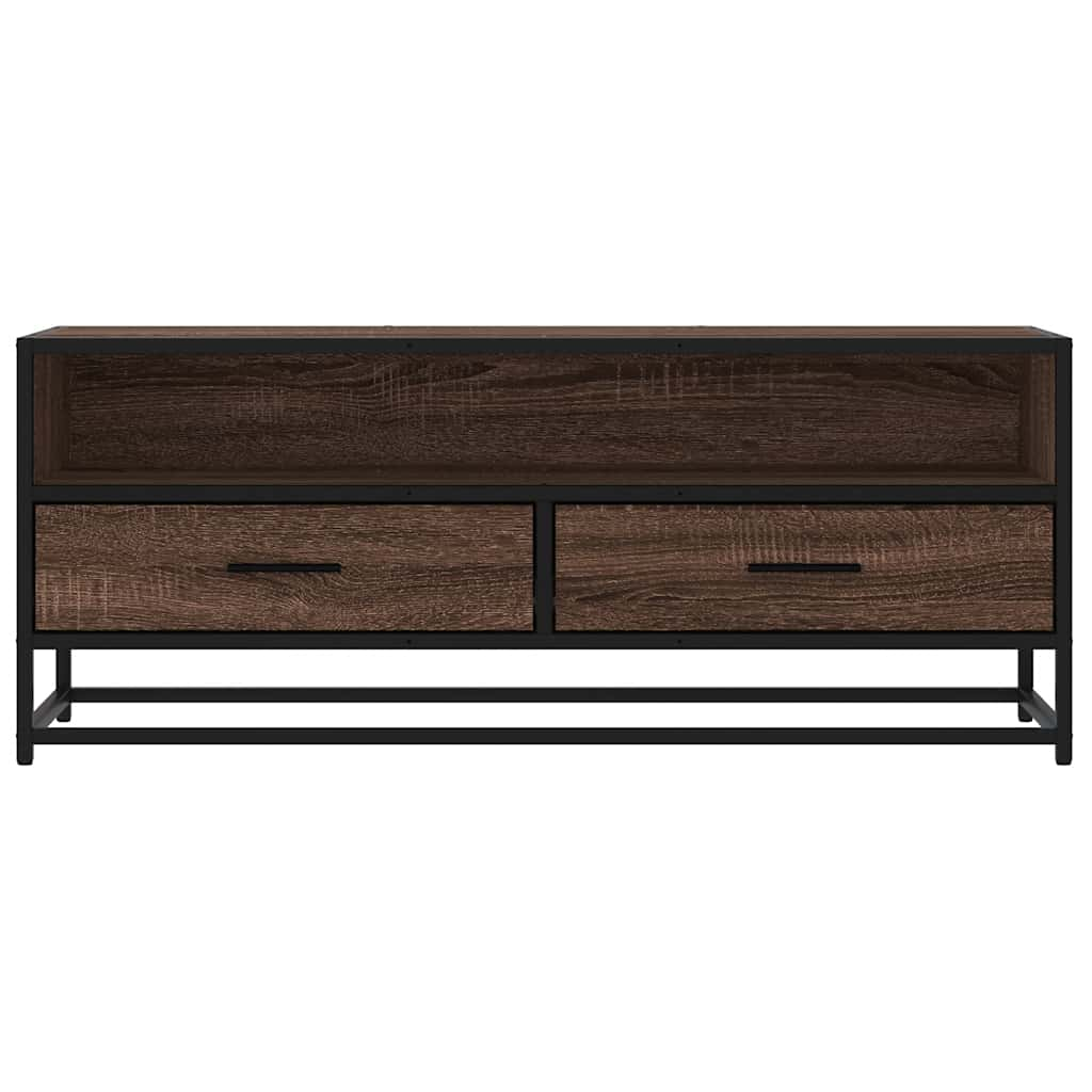 Meuble TV chêne marron 100x34,5x40cm bois d'ingénierie et métal