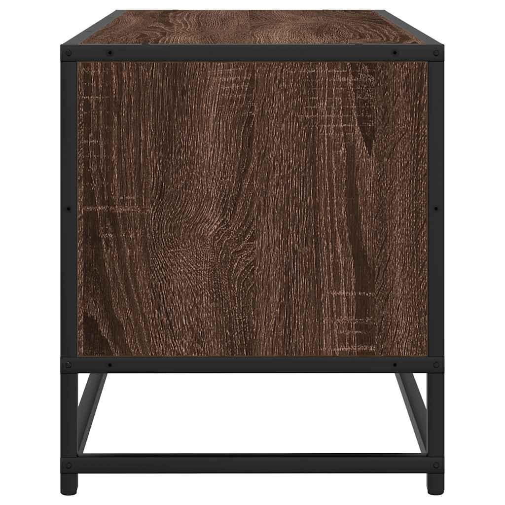 Meuble TV chêne marron 100x34,5x40cm bois d'ingénierie et métal