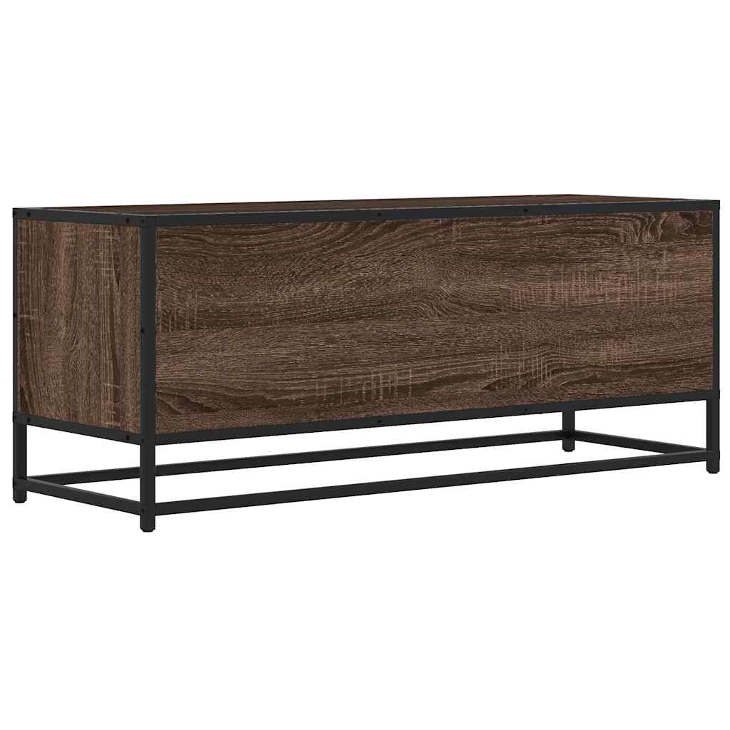 Meuble TV chêne marron 100x34,5x40cm bois d'ingénierie et métal