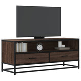 Meuble TV chêne marron 100x34,5x40cm bois d'ingénierie et métal