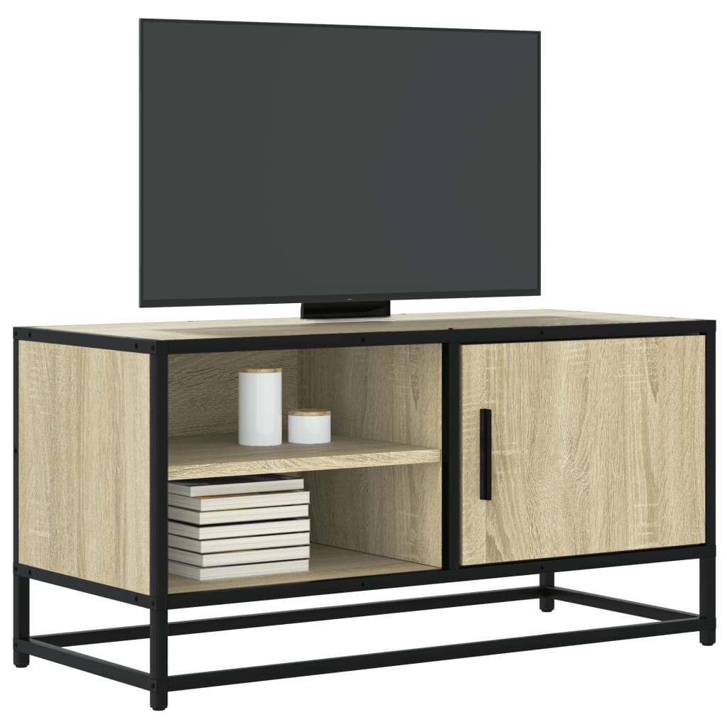 Meuble TV chêne sonoma 80x34,5x40 cm bois d'ingénierie et métal