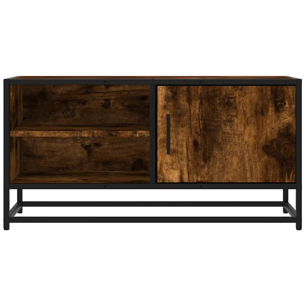 Meuble TV chêne fumé 80x34,5x40 cm bois d'ingénierie et métal