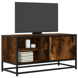 Meuble TV chêne fumé 80x34,5x40 cm bois d'ingénierie et métal