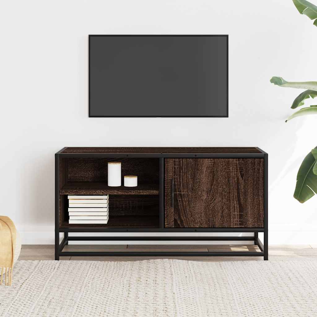 Meuble TV chêne marron 80x34,5x40 cm bois d'ingénierie et métal