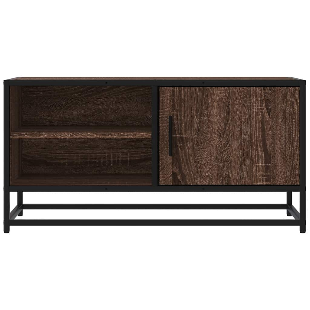 Meuble TV chêne marron 80x34,5x40 cm bois d'ingénierie et métal