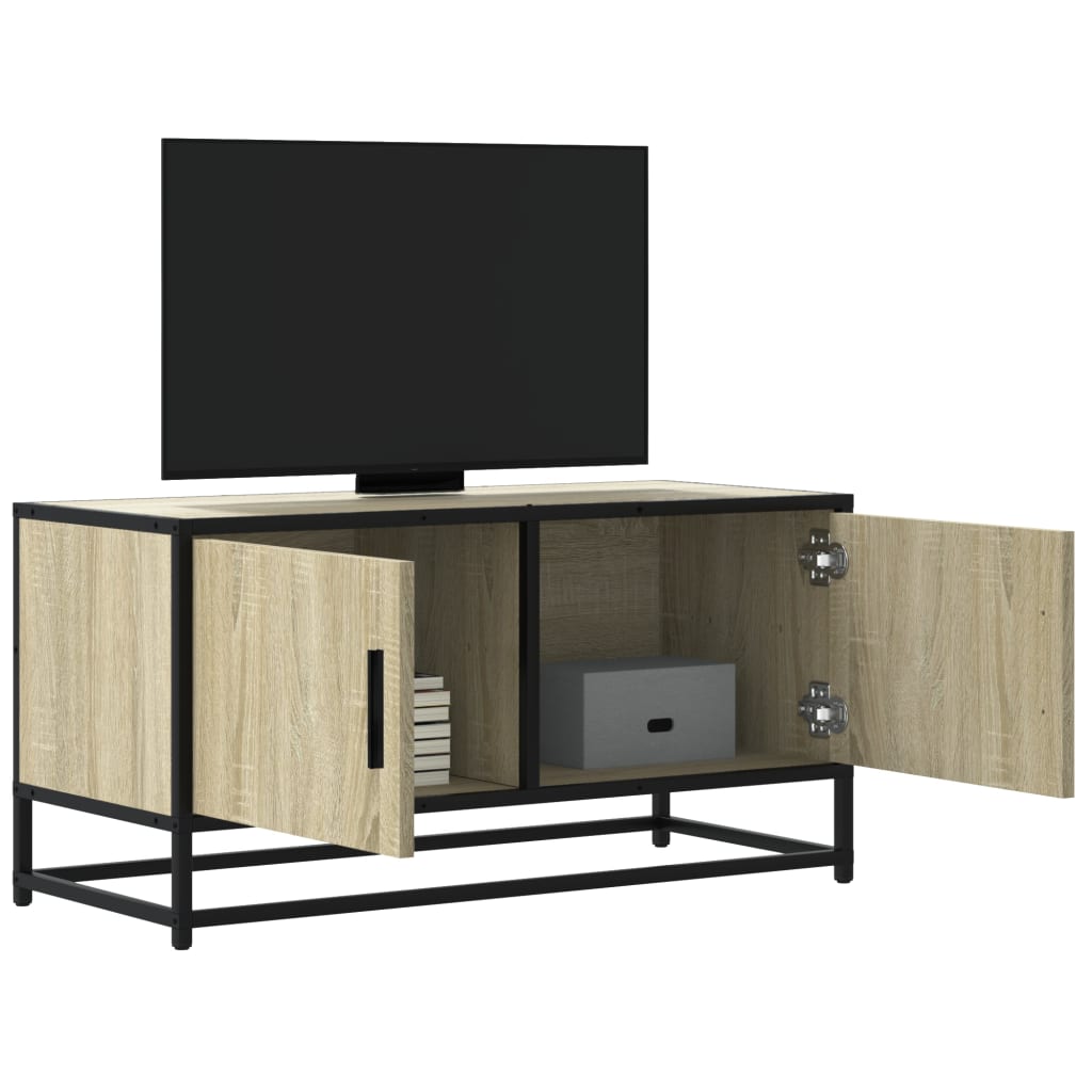 Meuble TV chêne sonoma 80x34,5x40 cm bois d'ingénierie et métal