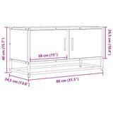 Meuble TV chêne fumé 80x34,5x40 cm bois d'ingénierie et métal