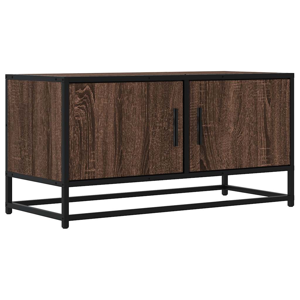 Meuble TV chêne marron 80x34,5x40 cm bois d'ingénierie et métal