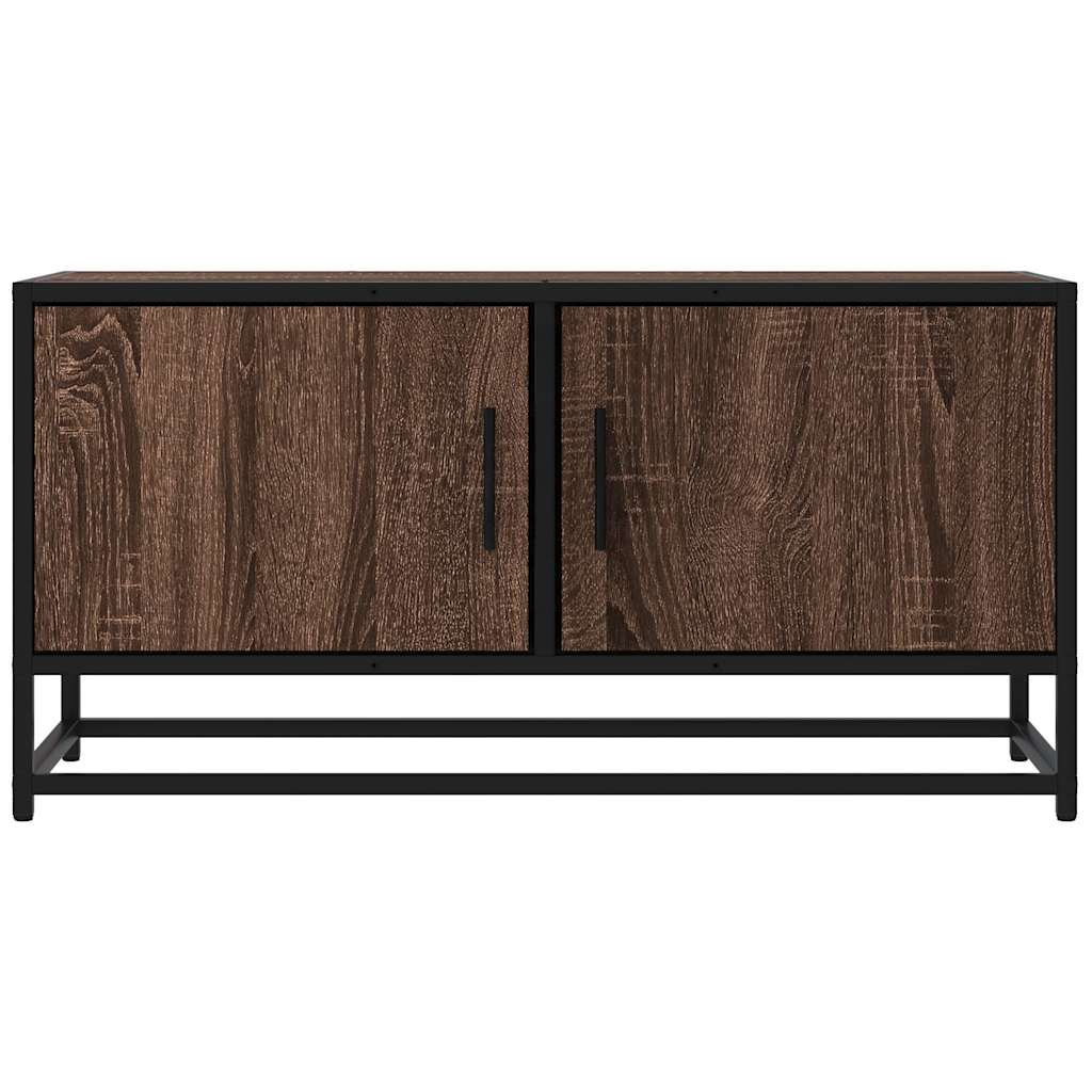 Meuble TV chêne marron 80x34,5x40 cm bois d'ingénierie et métal