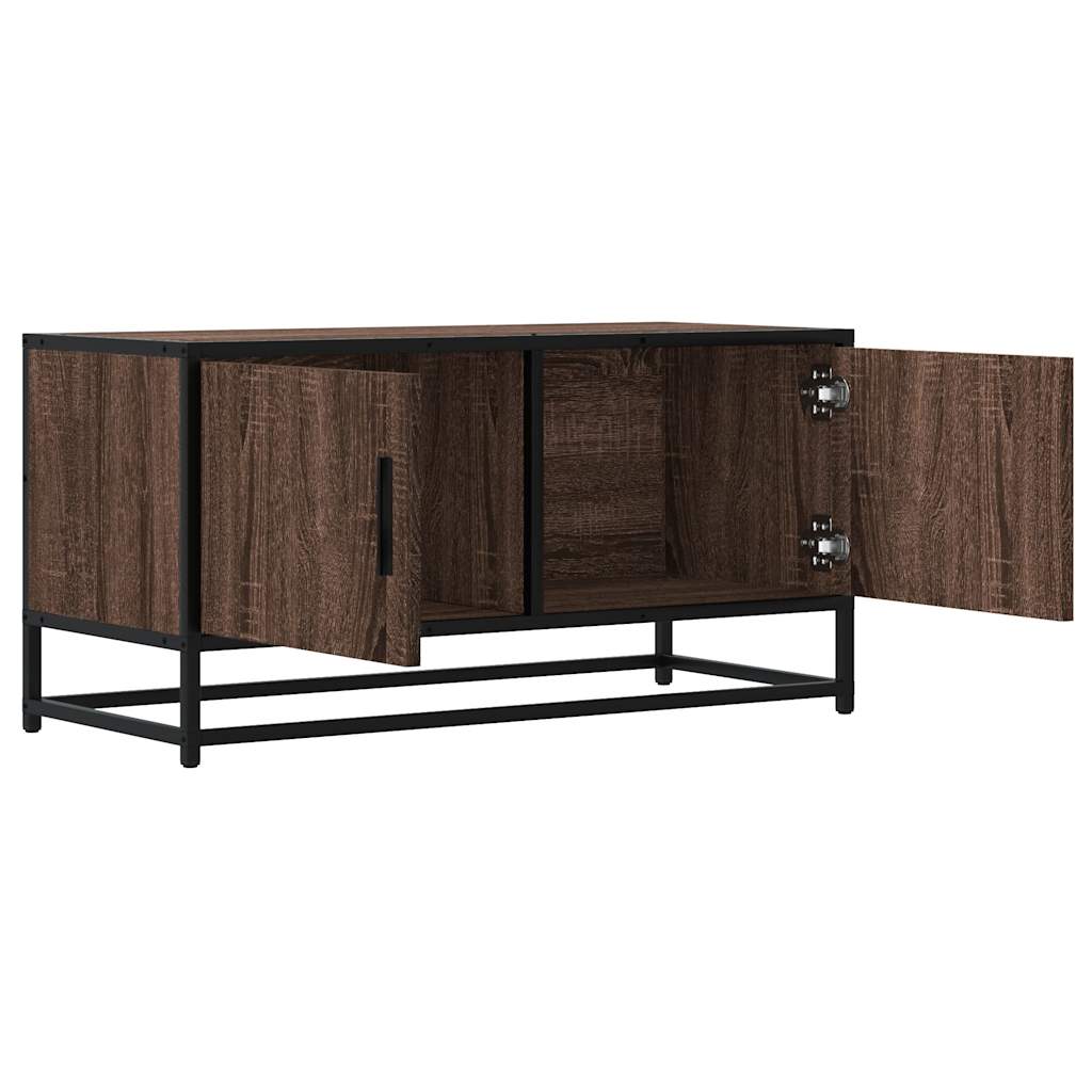 Meuble TV chêne marron 80x34,5x40 cm bois d'ingénierie et métal