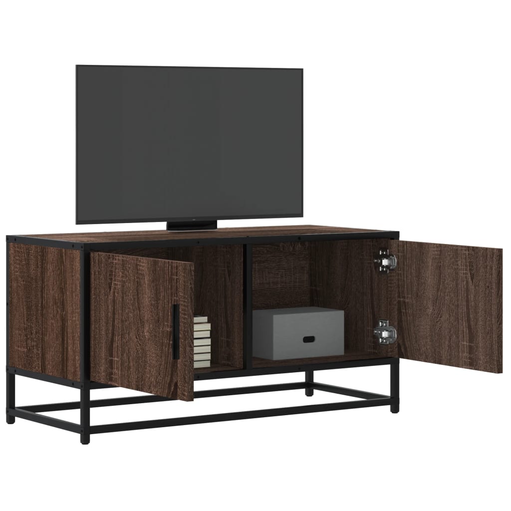 Meuble TV chêne marron 80x34,5x40 cm bois d'ingénierie et métal