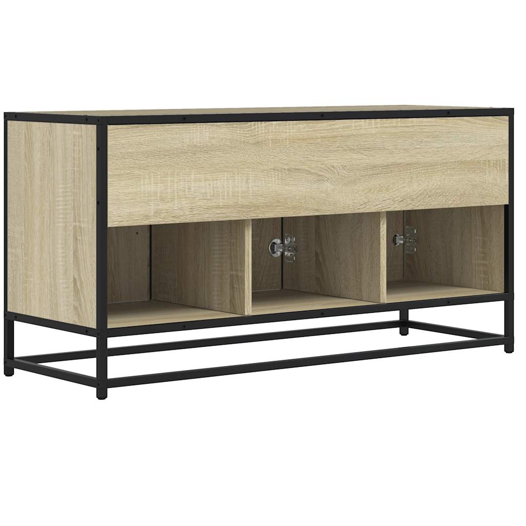 Meuble TV chêne sonoma 100x35x50 cm bois d'ingénierie et métal