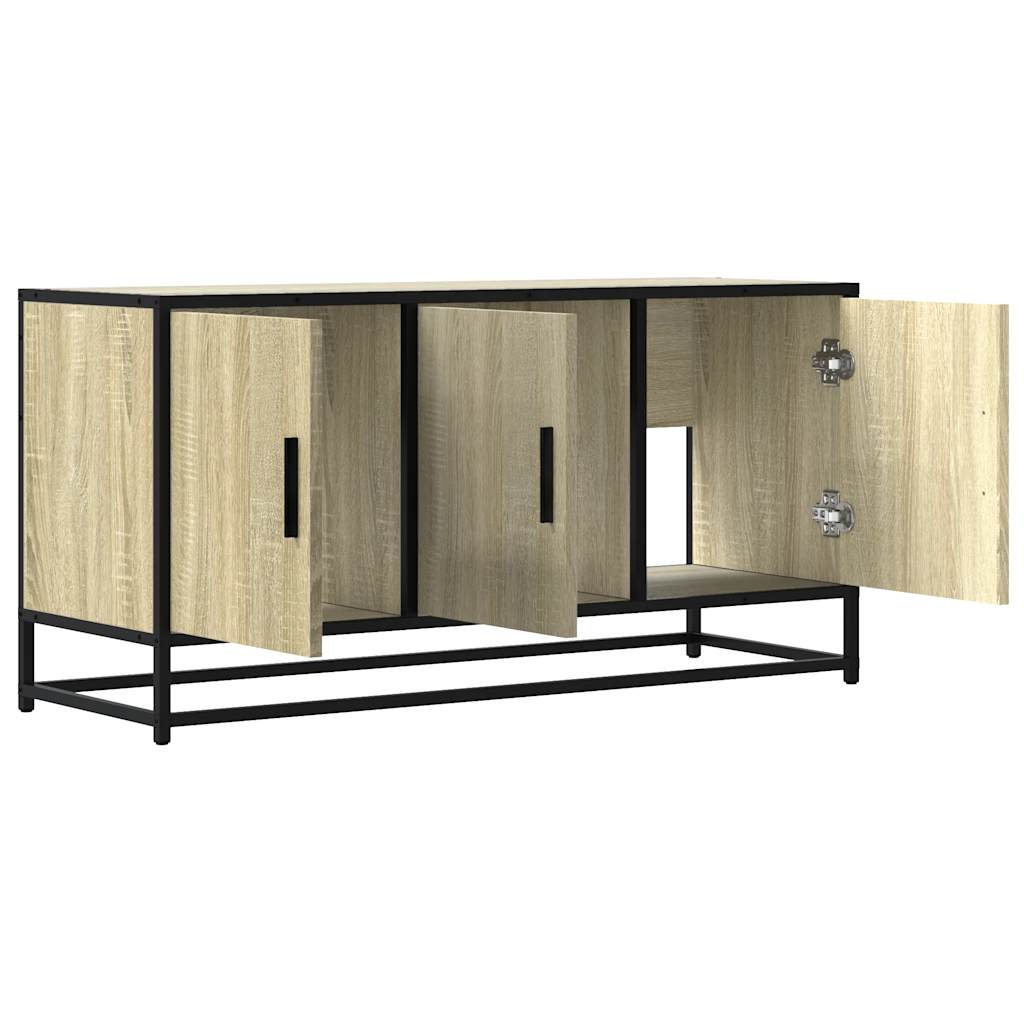 Meuble TV chêne sonoma 100x35x50 cm bois d'ingénierie et métal