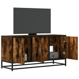 Meuble TV chêne fumé 100x35x50 cm bois d'ingénierie et métal