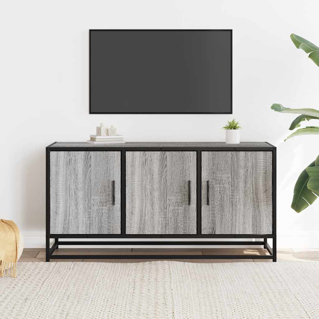 Meuble TV sonoma gris 100x35x50 cm bois d'ingénierie et métal