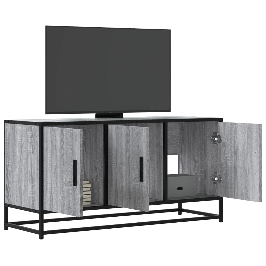 Meuble TV sonoma gris 100x35x50 cm bois d'ingénierie et métal