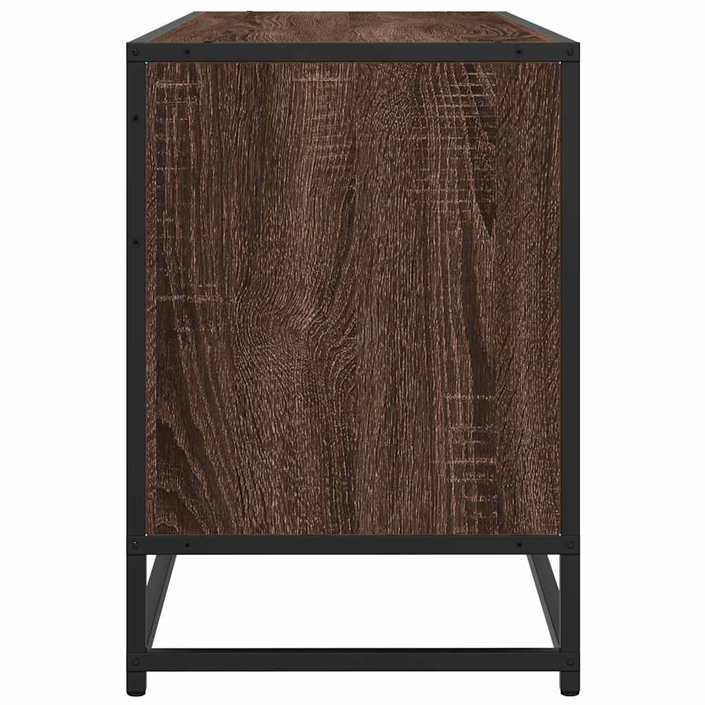 Meuble TV chêne marron 100x35x50 cm bois d'ingénierie et métal