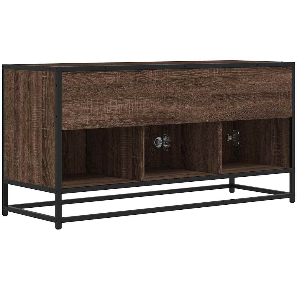 Meuble TV chêne marron 100x35x50 cm bois d'ingénierie et métal