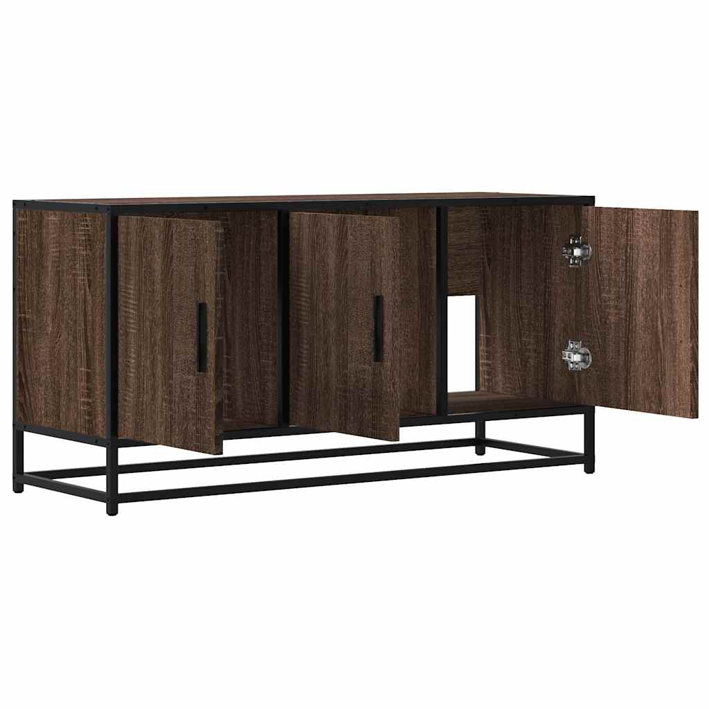 Meuble TV chêne marron 100x35x50 cm bois d'ingénierie et métal