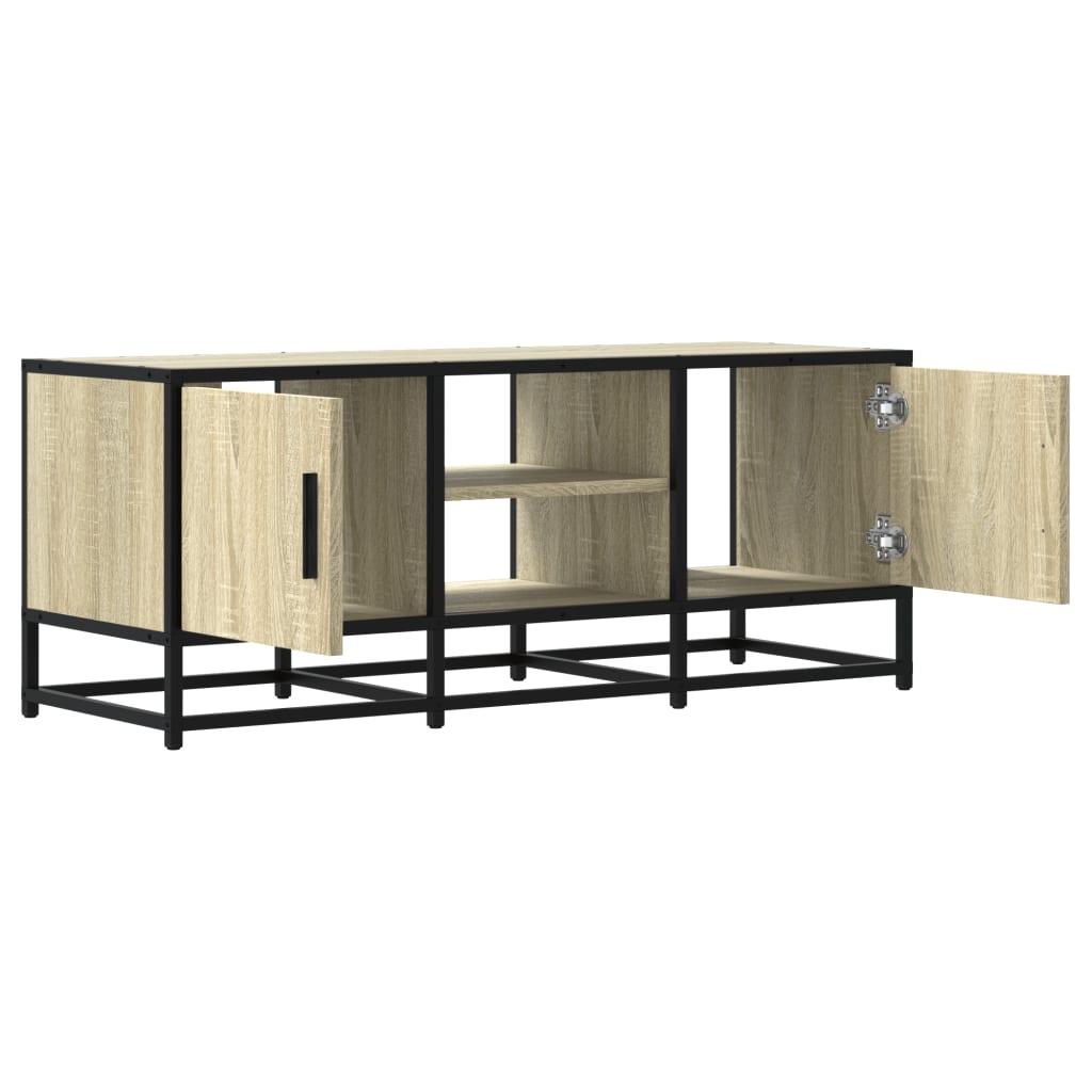 Meuble TV chêne sonoma 100x35x41 cm bois d'ingénierie et métal