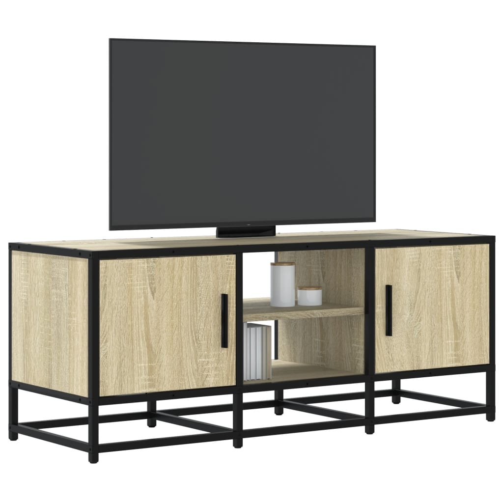 Meuble TV chêne sonoma 100x35x41 cm bois d'ingénierie et métal