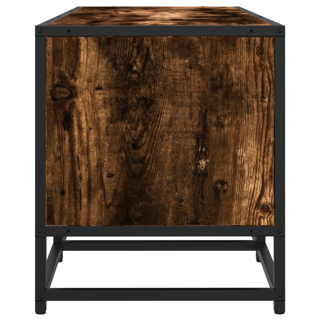 Meuble TV chêne fumé 100x35x41 cm bois d'ingénierie et métal