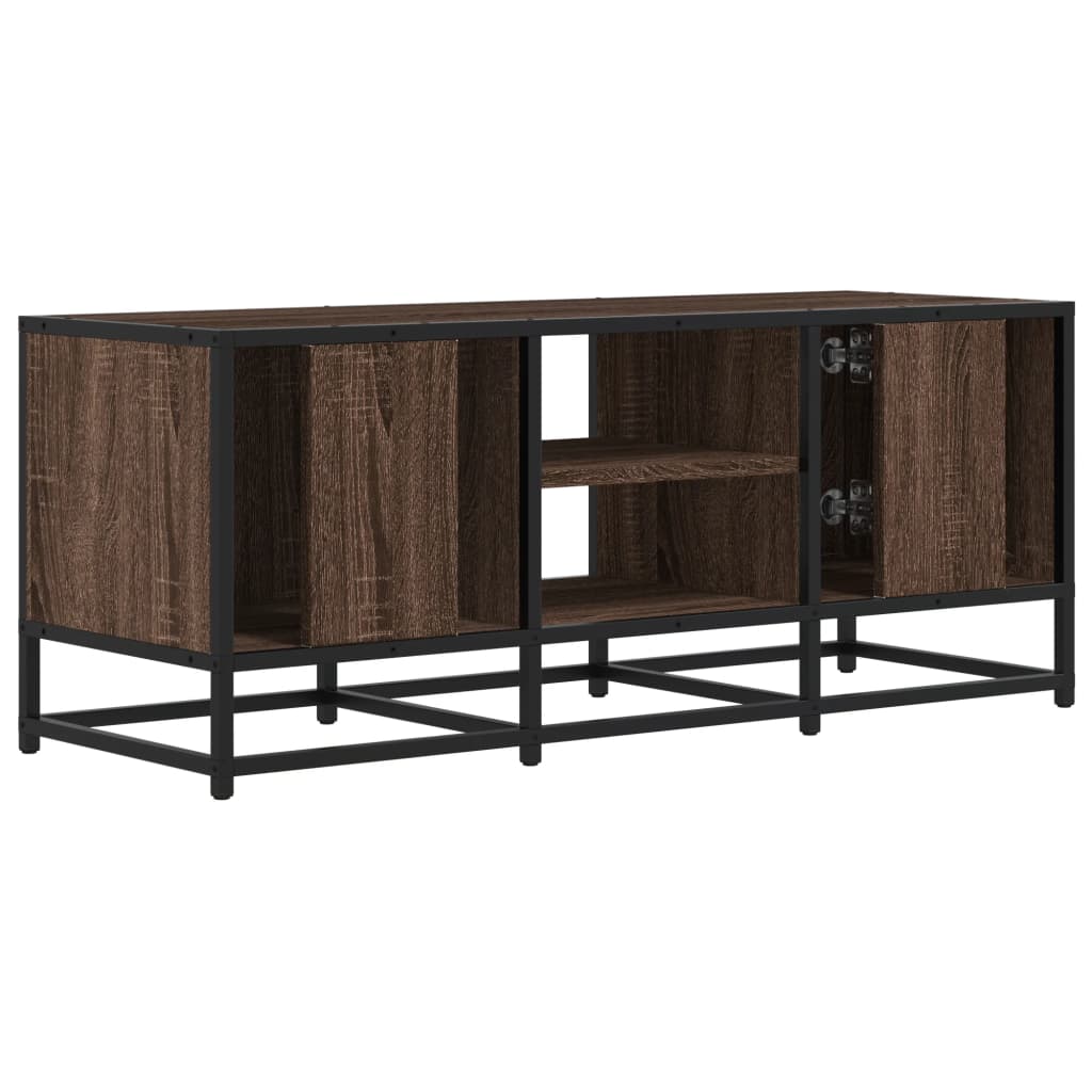 Meuble TV chêne marron 100x35x41 cm bois d'ingénierie et métal