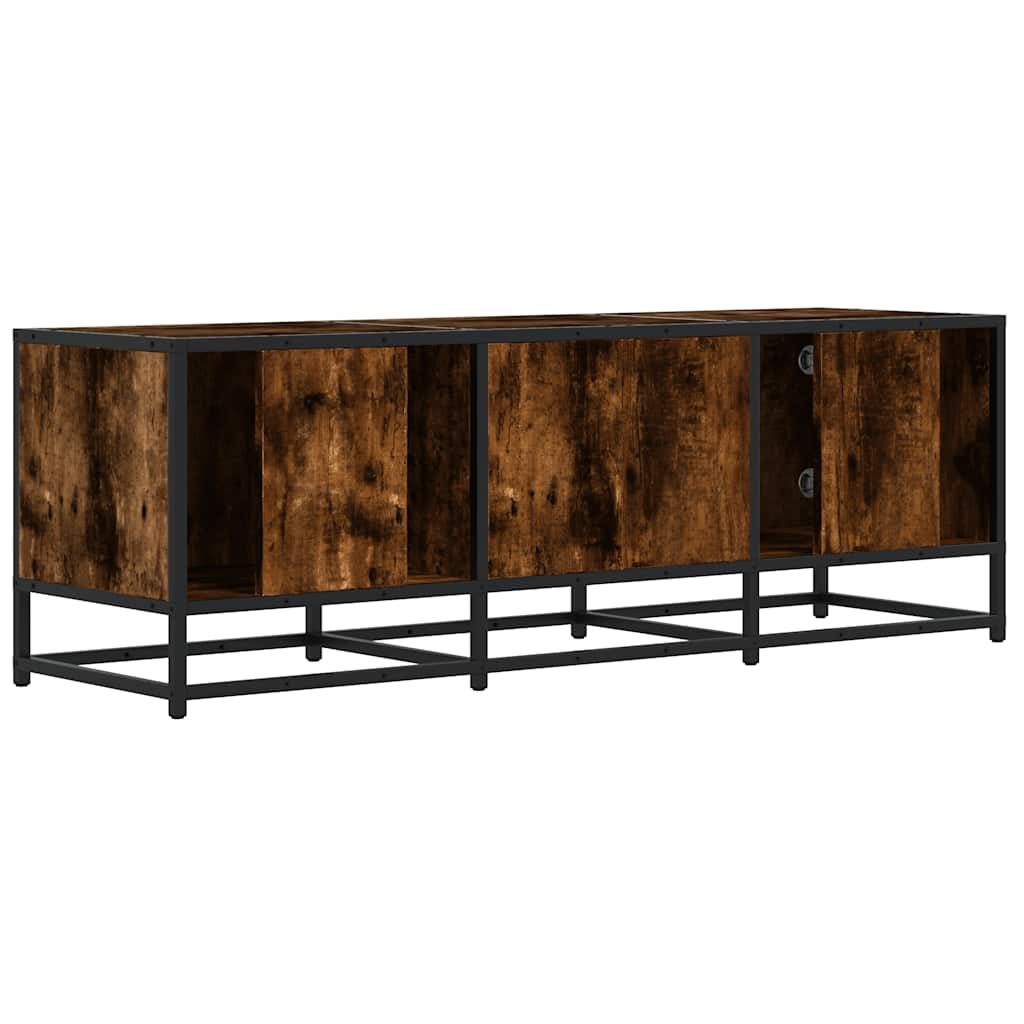 Meuble TV chêne fumé 120x35x41 cm bois d'ingénierie et métal