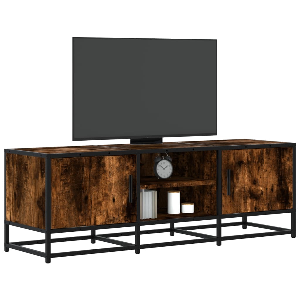 Meuble TV chêne fumé 120x35x41 cm bois d'ingénierie et métal