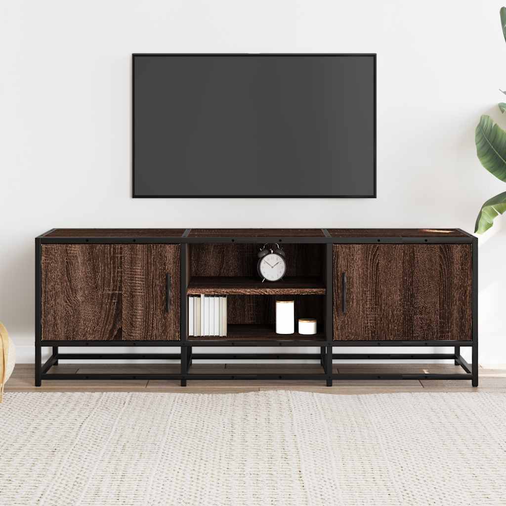 Meuble TV chêne marron 120x35x41 cm bois d'ingénierie et métal