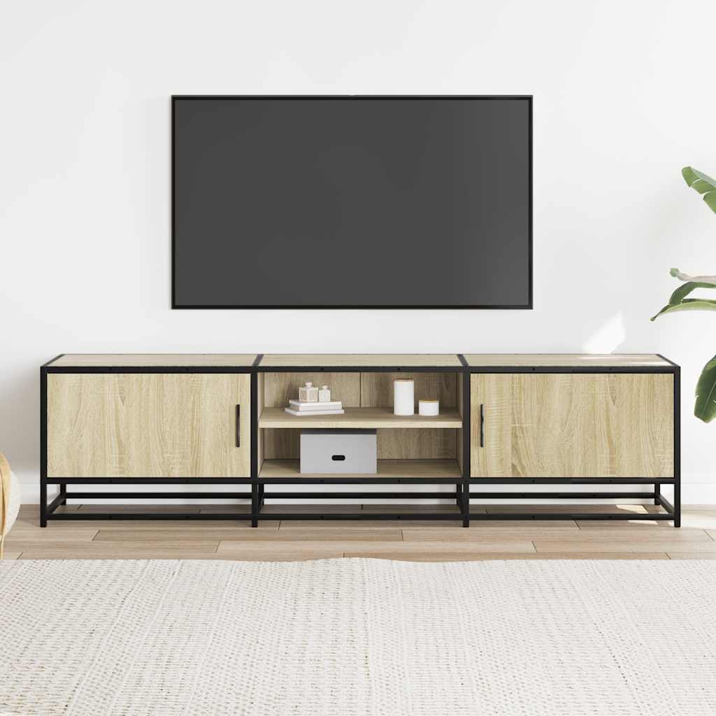 Meuble TV chêne sonoma 160x35x41 cm bois d'ingénierie et métal