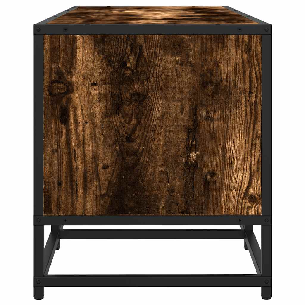 Meuble TV chêne fumé 160x35x41 cm bois d'ingénierie et métal